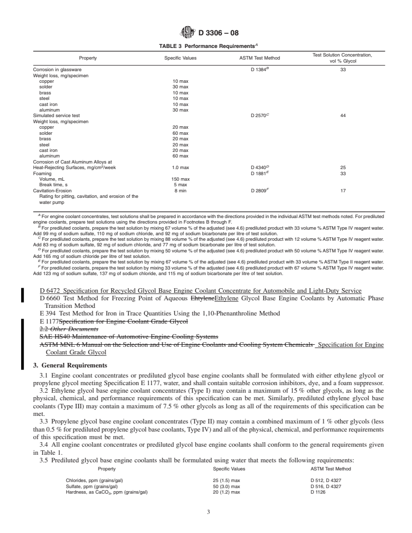 REDLINE ASTM D3306-08 - Standard Specification for Glycol Base Engine Coolant for Automobile and Light-Duty Service