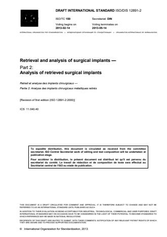 ISO 12891-2:2014 - Retrieval and analysis of surgical implants