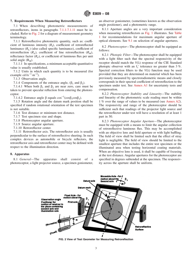 ASTM E809-08 - Standard Practice for Measuring Photometric Characteristics of Retroreflectors