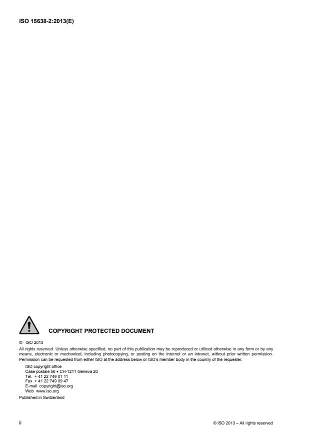 ISO 15638-2:2013 ISO 15638-2:2013 - Intelligent transport systems -- Framework for collaborative Telematics Applications for Regulated commercial freight Vehicles (TARV) - Page 2 preview