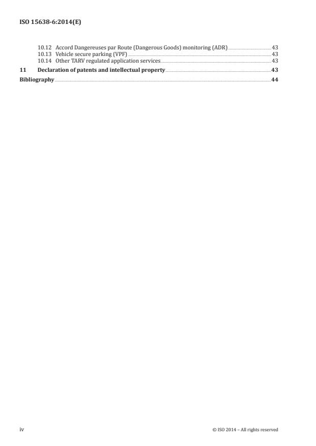 ISO 15638-6:2014 ISO 15638-6:2014 - Intelligent transport systems -- Framework for collaborative Telematics Applications for Regulated commercial freight Vehicles (TARV) - Page 4 preview