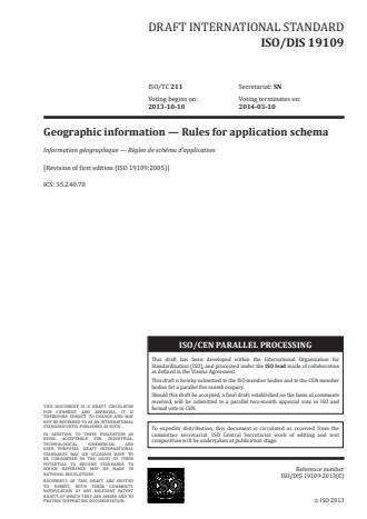 ISO 19109:2015 - Geographic information -- Rules for application schema
