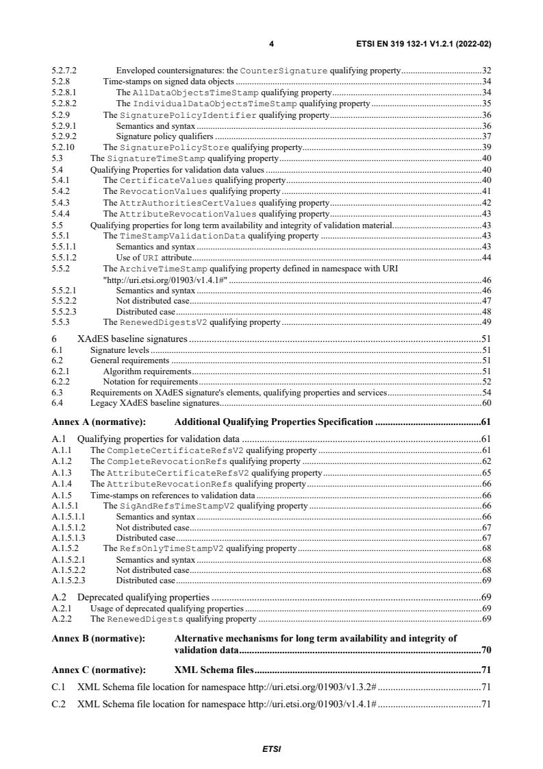 SIST EN 319 132-1 V1.2.1:2022 ETSI EN 319 132-1 V1.2.1 (2022-02) - Electronic Signatures and Infrastructures (ESI); XAdES digital signatures; Part 1: Building blocks and XAdES baseline signatures - Page 4 preview