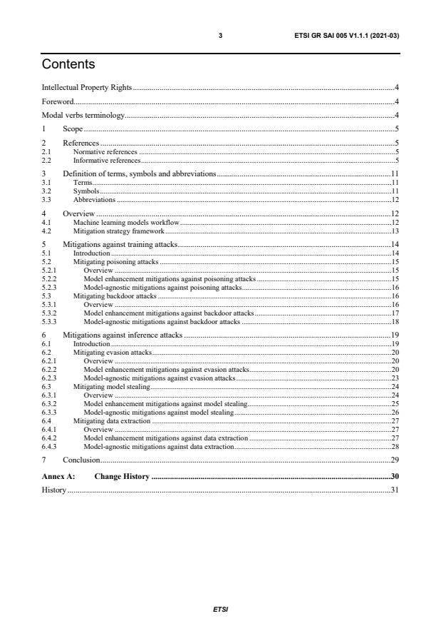 ETSI GR SAI 005 V1.1.1 (2021-03) - Securing Artificial Intelligence (SAI); Mitigation Strategy Report