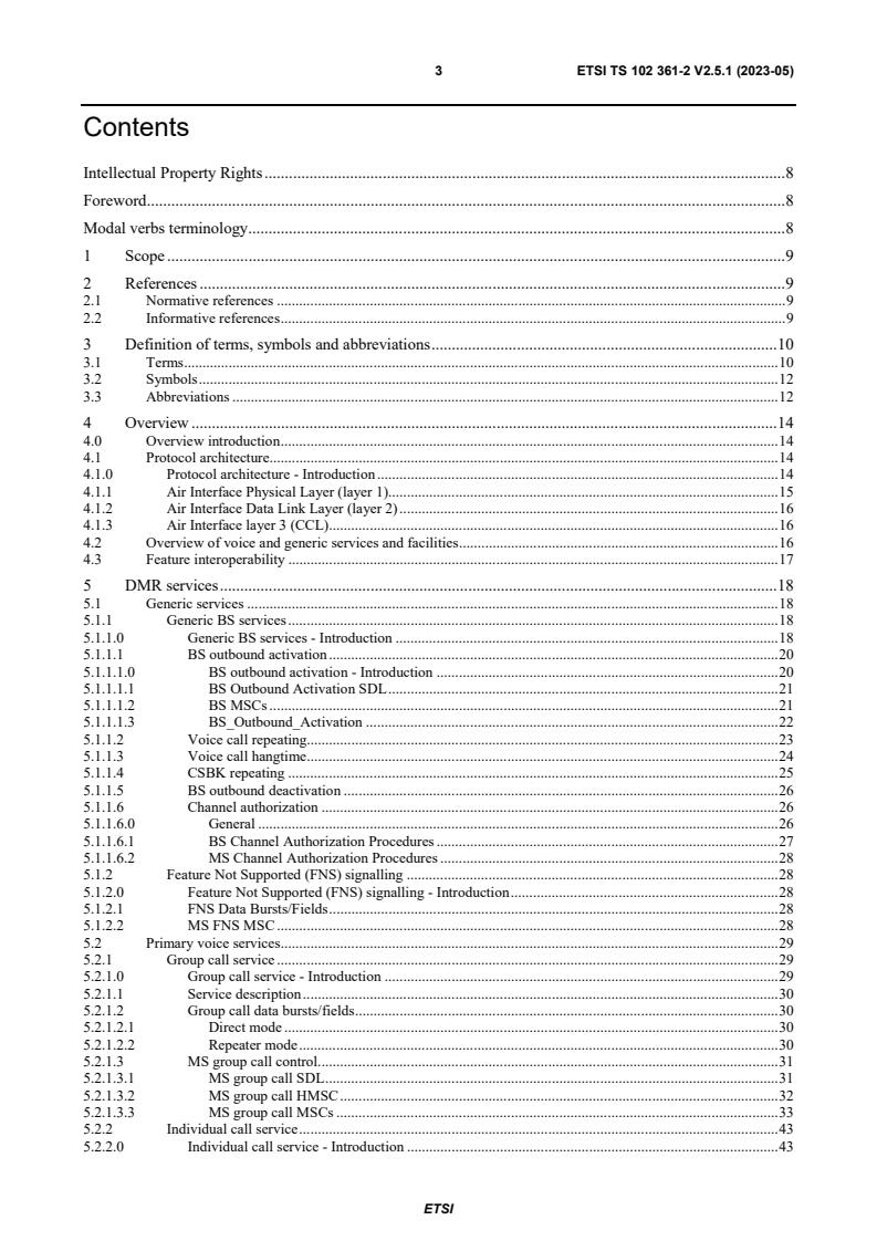 ETSI TS 102 361-2 V2.5.1 (2023-05) - Electromagnetic compatibility and Radio spectrum Matters (ERM); Digital Mobile Radio (DMR) Systems; Part 2: DMR voice and generic services and facilities