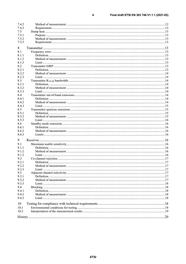 SIST EN 303 746 V1.1.1:2021 ETSI EN 303 746 V1.1.1 (2021-02) - Maritime Location Systems; Radio transmitters and receivers for radio links in maritime radio location systems operating in the 9 GHz frequency band (X band) - Page 4 preview
