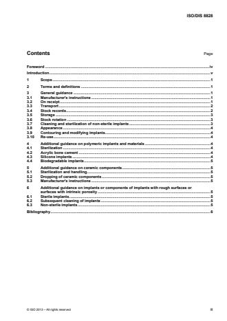 ISO 8828:2014 - Implants for surgery -- Guidance on care and handling of orthopaedic implants
