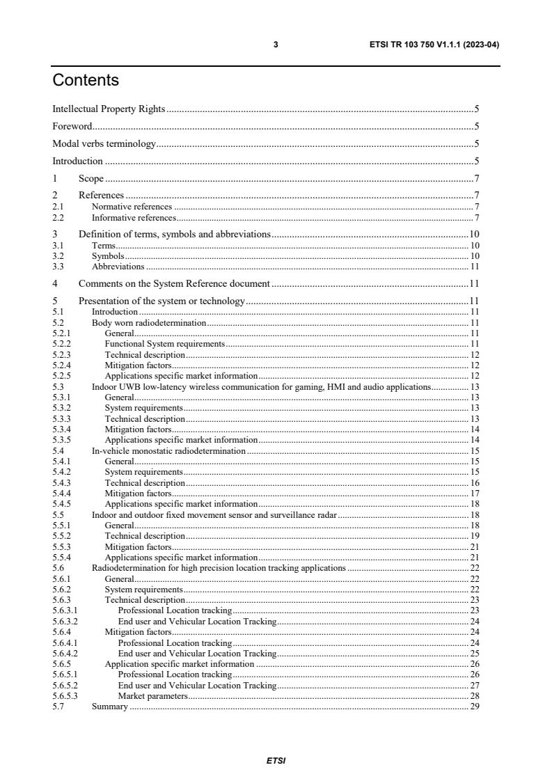 ETSI TR 103 750 V1.1.1 (2023-04) - System Reference document (SRdoc); Short Range Devices (SRD) using Ultra Wide Band (UWB); Technical characteristics for UWB operation in the frequency band between 8,5 GHz to 10,6 GHz