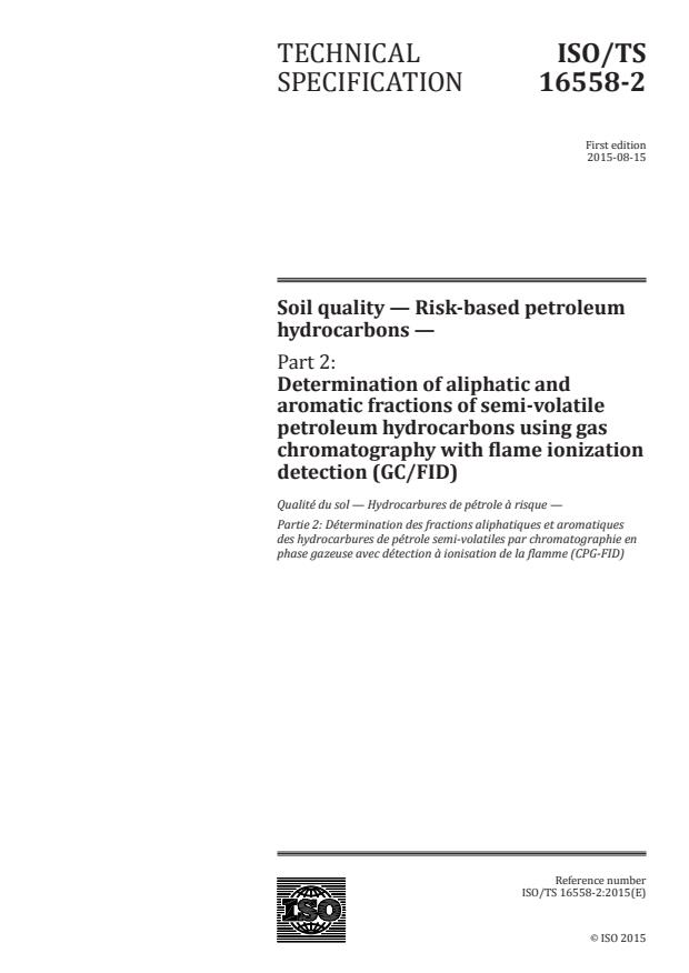 ISO/TS 16558-2:2015 - Soil quality -- Risk-based petroleum hydrocarbons
