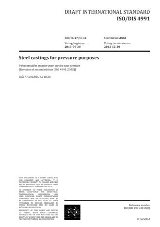 ISO 4991:2015 - Steel castings for pressure purposes