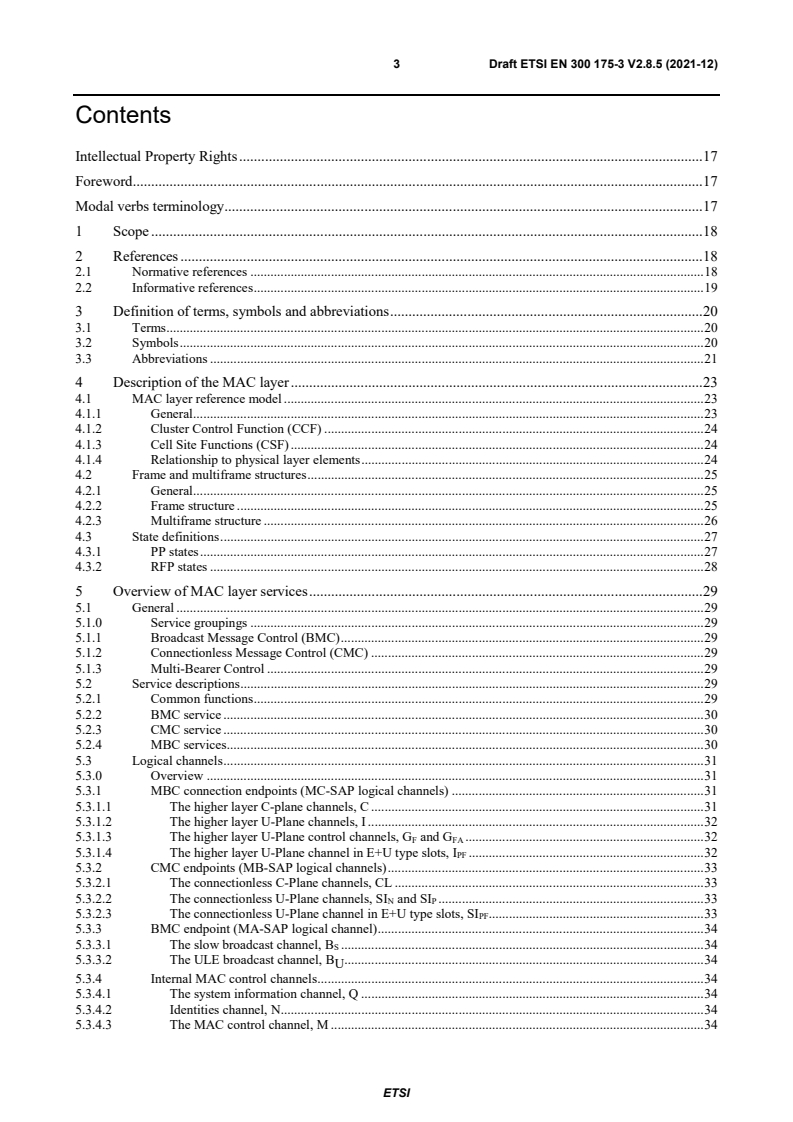 ETSI EN 300 175-3 V2.8.5 (2021-12) - Digital Enhanced Cordless Telecommunications (DECT); Common Interface (CI); Part 3: Medium Access Control (MAC) layer