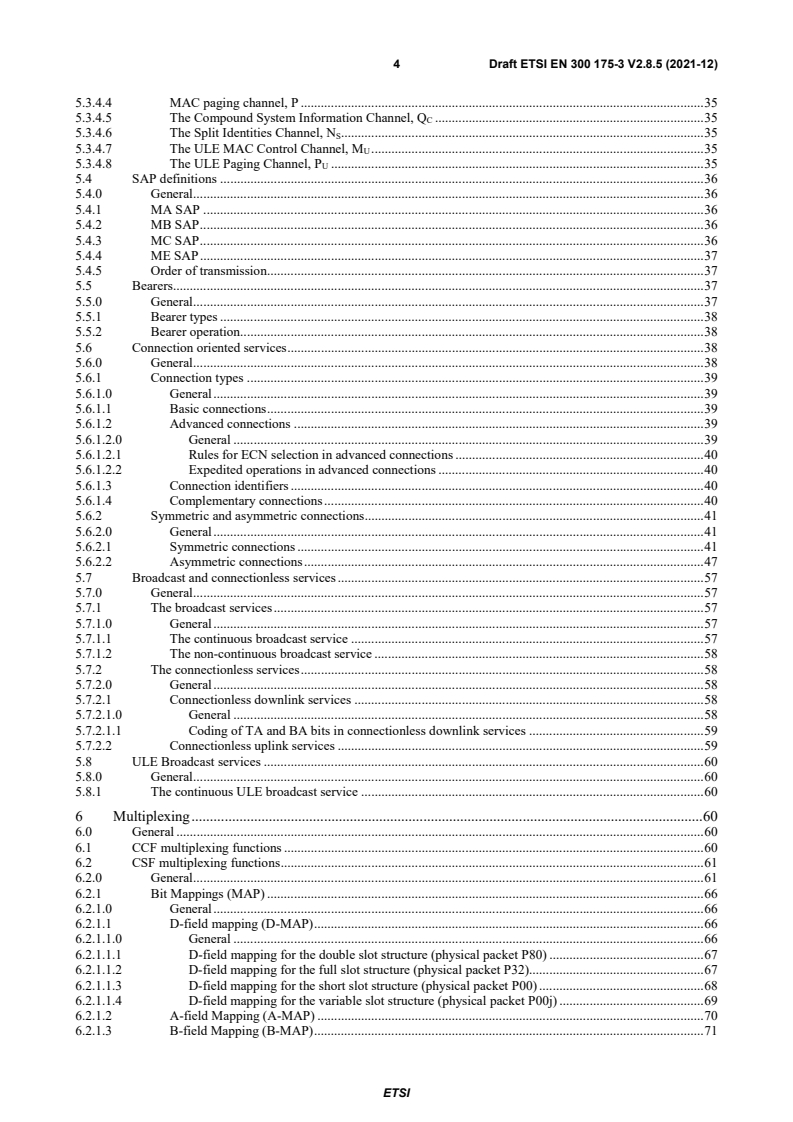 SIST EN 300 175-3 V2.9.1:2022 ETSI EN 300 175-3 V2.8.5 (2021-12) - Digital Enhanced Cordless Telecommunications (DECT); Common Interface (CI); Part 3: Medium Access Control (MAC) layer - Page 4 preview