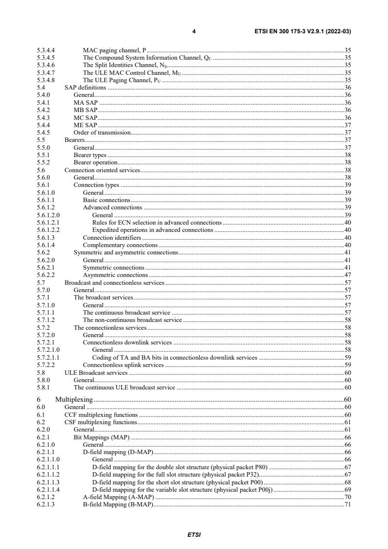 SIST EN 300 175-3 V2.9.1:2022 ETSI EN 300 175-3 V2.9.1 (2022-03) - Digital Enhanced Cordless Telecommunications (DECT); Common Interface (CI); Part 3: Medium Access Control (MAC) layer - Page 4 preview