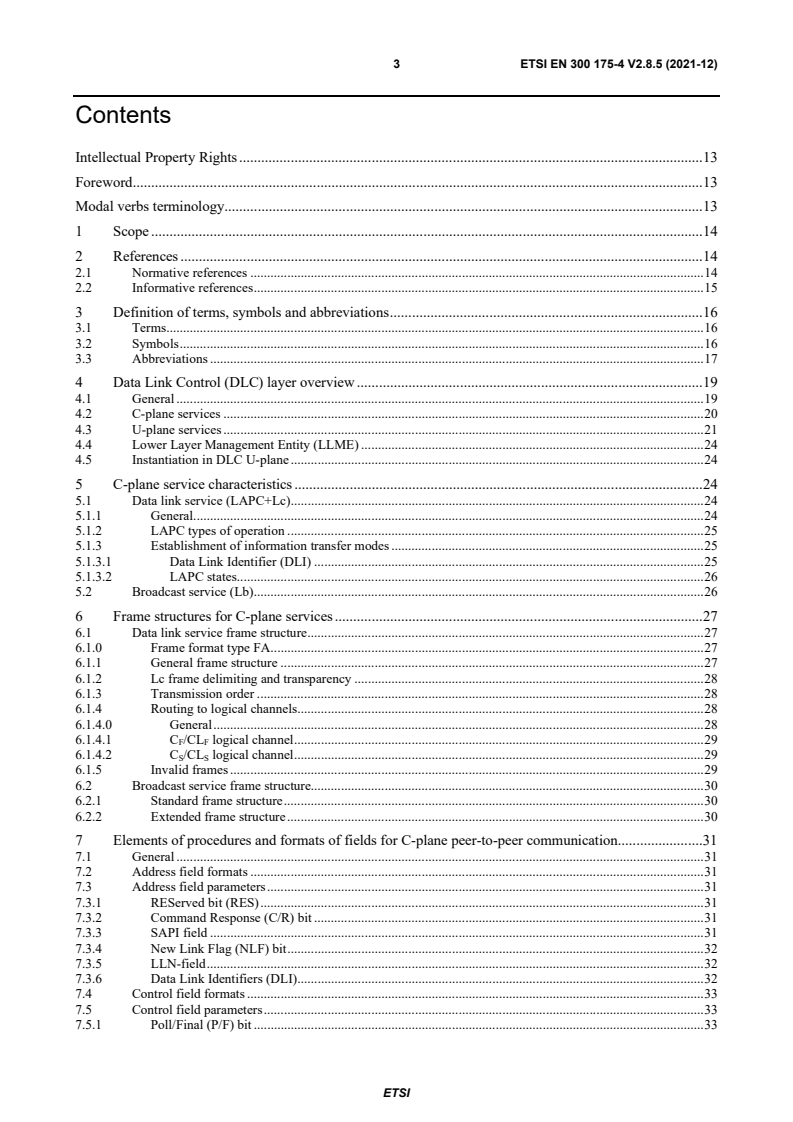 ETSI EN 300 175-4 V2.8.5 (2021-12) - Digital Enhanced Cordless Telecommunications (DECT); Common Interface (CI); Part 4: Data Link Control (DLC) layer