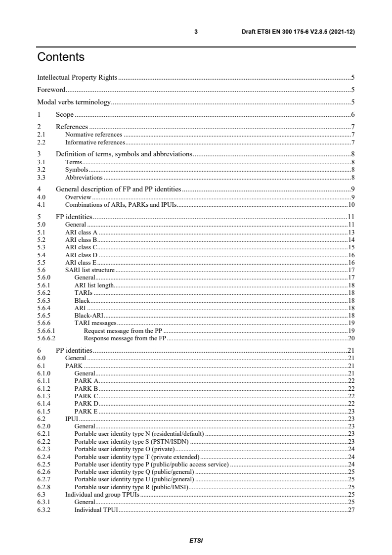 ETSI EN 300 175-6 V2.8.5 (2021-12) - Digital Enhanced Cordless Telecommunications (DECT); Common Interface (CI); Part 6: Identities and addressing