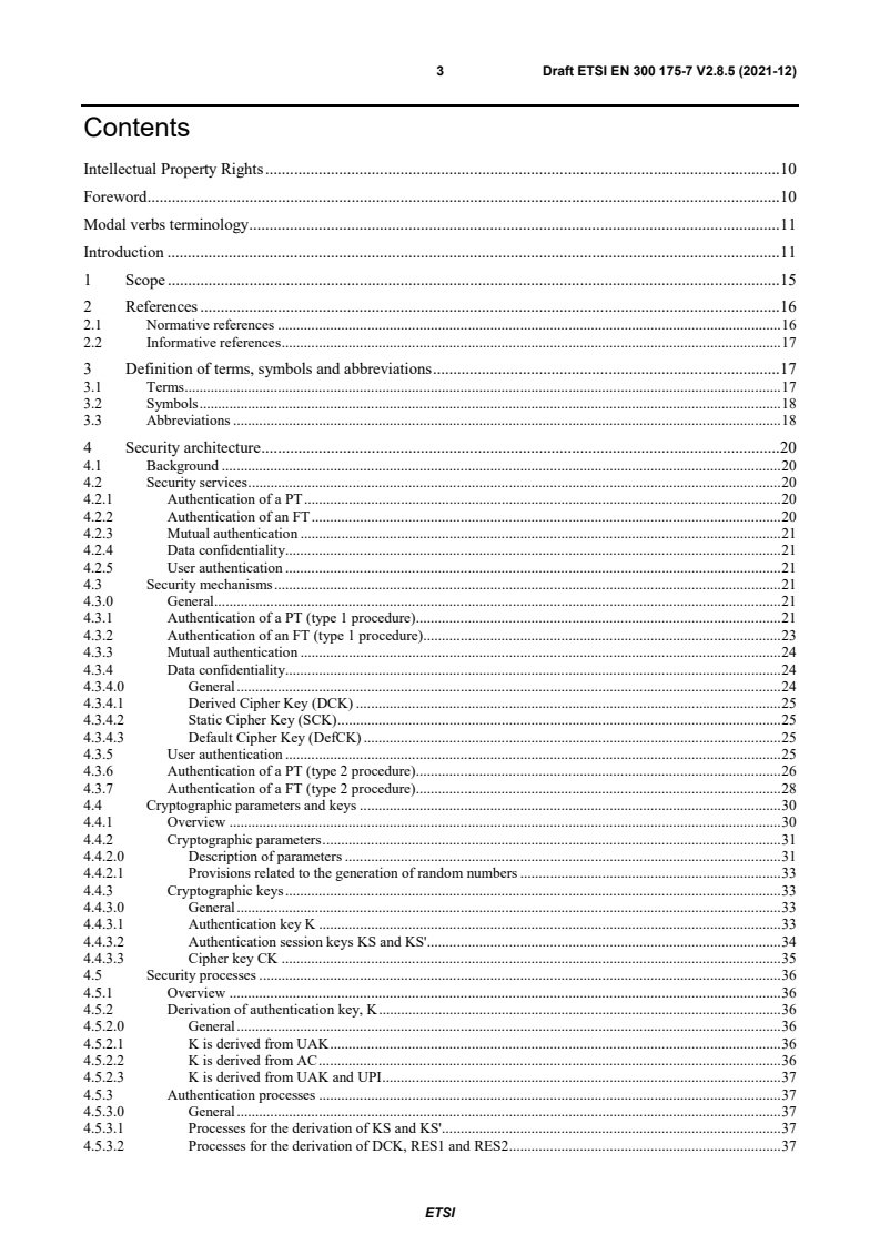 ETSI EN 300 175-7 V2.8.5 (2021-12) - Digital Enhanced Cordless Telecommunications (DECT); Common Interface (CI); Part 7: Security features