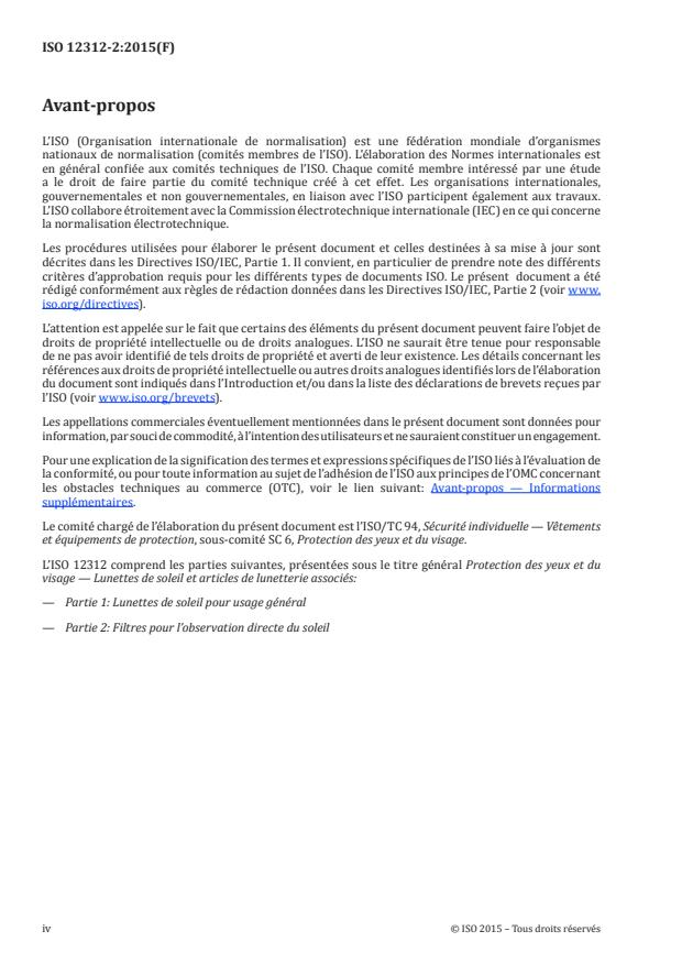 ISO 12312-2:2015 ISO 12312-2:2015 - Protection des yeux et du visage -- Lunettes de soleil et articles de lunetterie associés - Page 4 preview