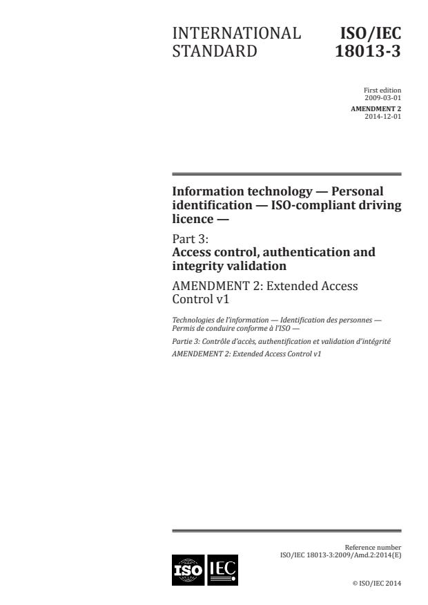 ISO/IEC 18013-3:2009/Amd 2:2014 - Extended Access Control v1