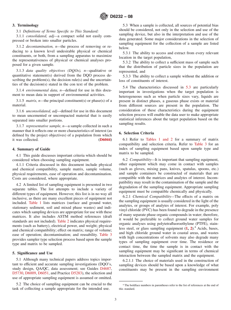 ASTM D6232-08 - Standard Guide for Selection of Sampling Equipment for Waste and Contaminated Media Data Collection Activities