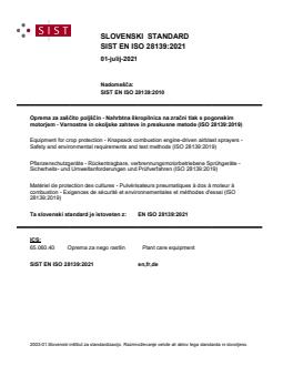 SIST EN ISO 28139:2021 - BARVE - Page 1 preview