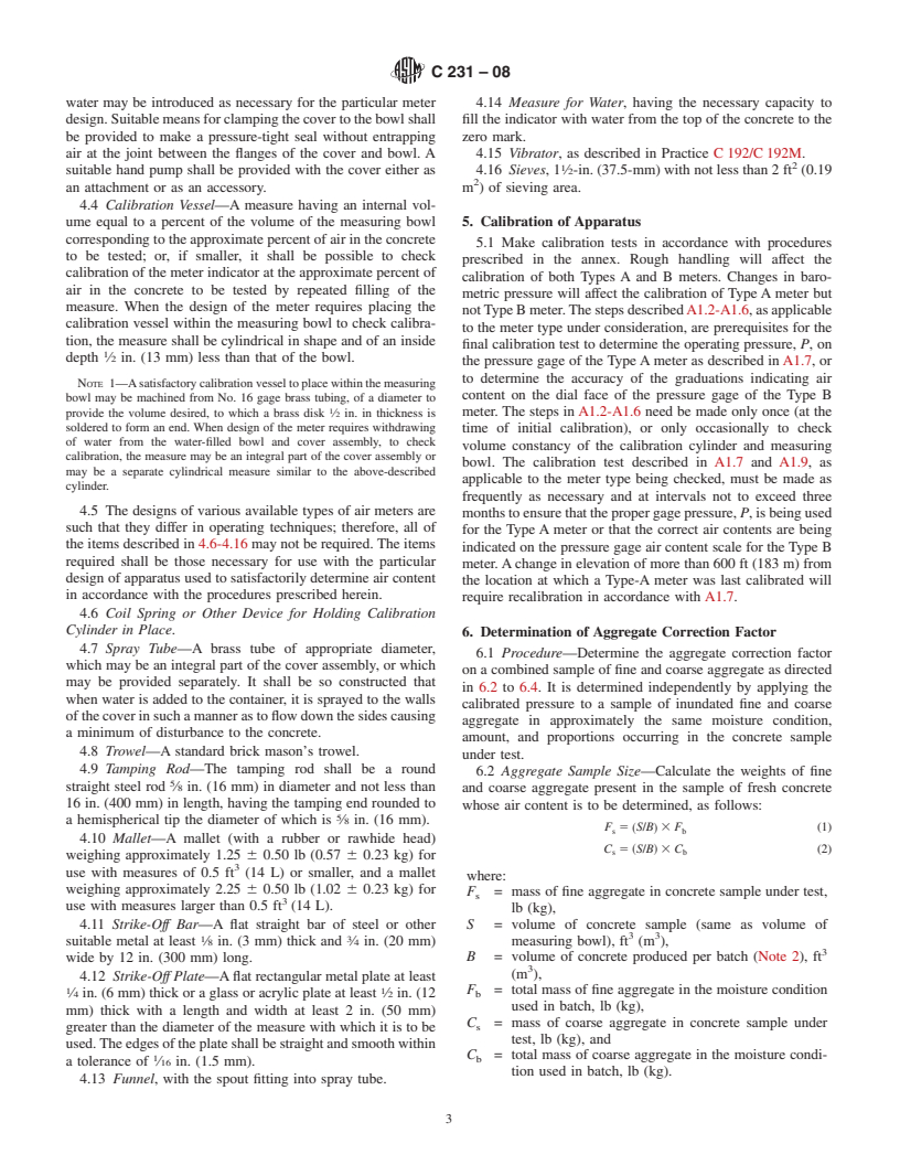 ASTM C231-08 - Standard Test Method for  Air Content of Freshly Mixed Concrete by the Pressure Method