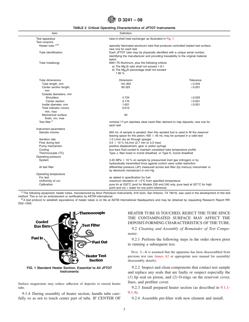 ASTM D3241-08 - Standard Test Method for Thermal Oxidation Stability of Aviation Turbine Fuels (JFTOT Procedure)