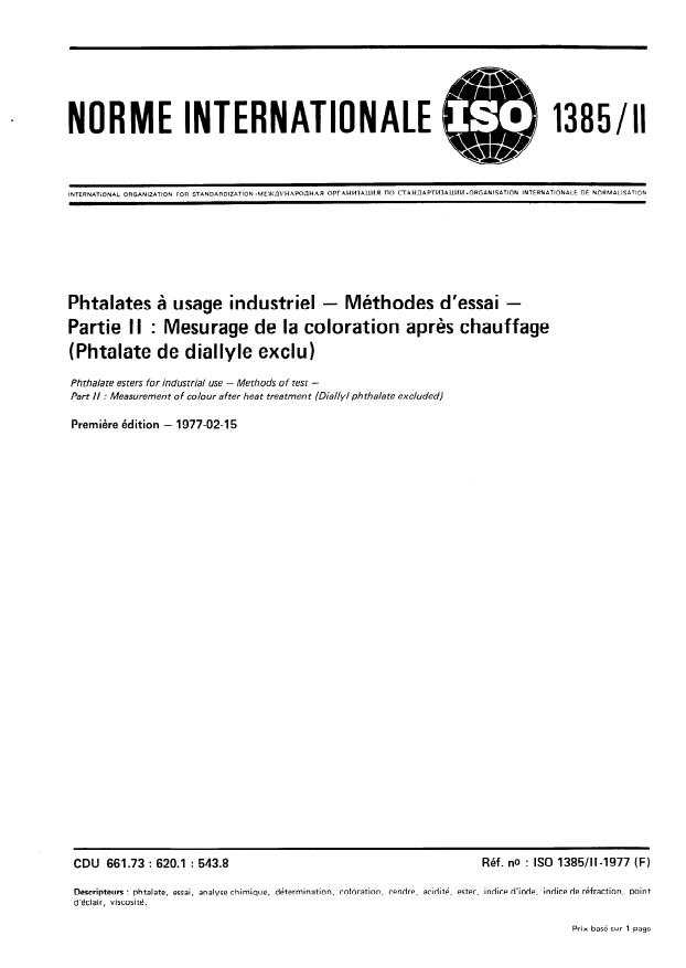 ISO 1385-2:1977 - Phtalates a usage industriel -- Méthodes d'essai