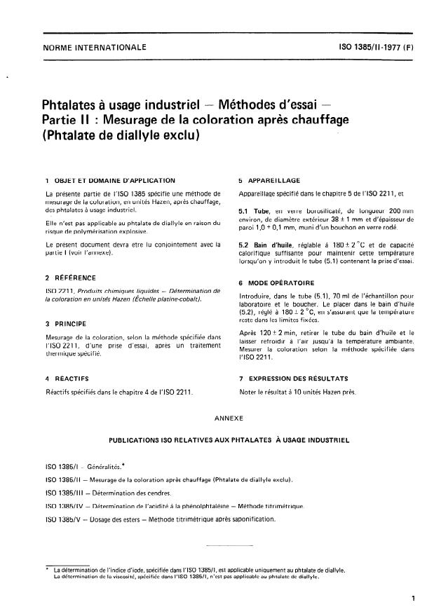 ISO 1385-2:1977 - Phtalates a usage industriel -- Méthodes d'essai