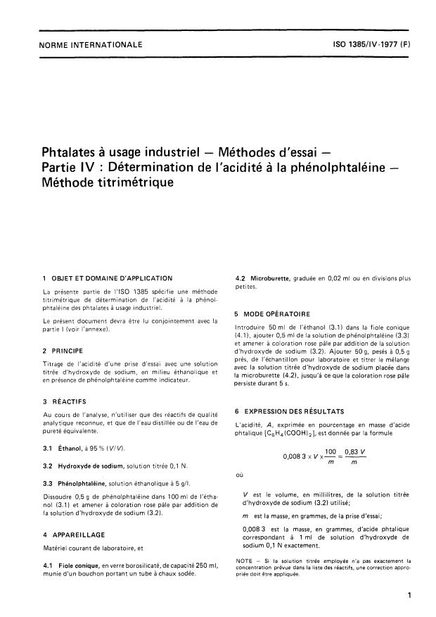 ISO 1385-4:1977 - Phtalates a usage industriel -- Méthodes d'essai