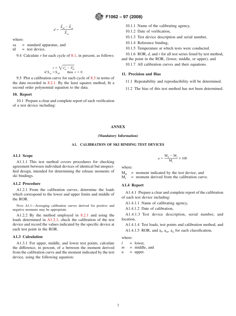 ASTM F1062-97(2008) - Standard Test Method for Verification of Ski Binding Test Devices