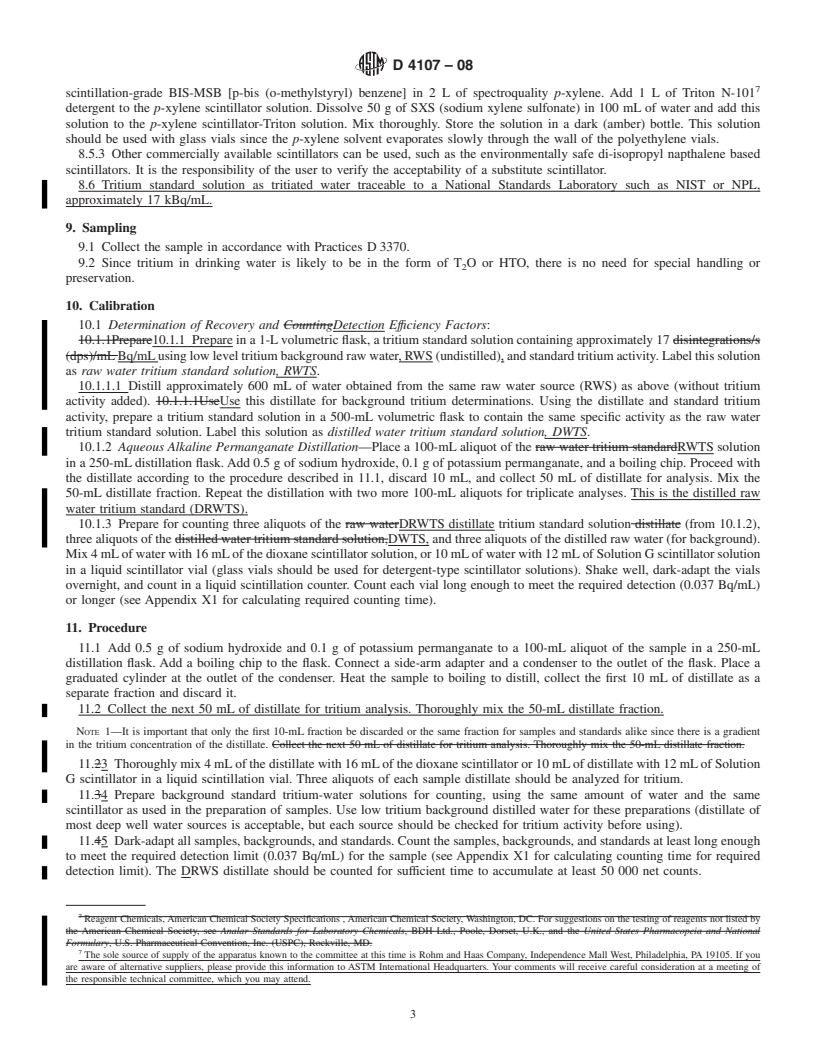 REDLINE ASTM D4107-08 - Standard Test Method for Tritium in Drinking Water