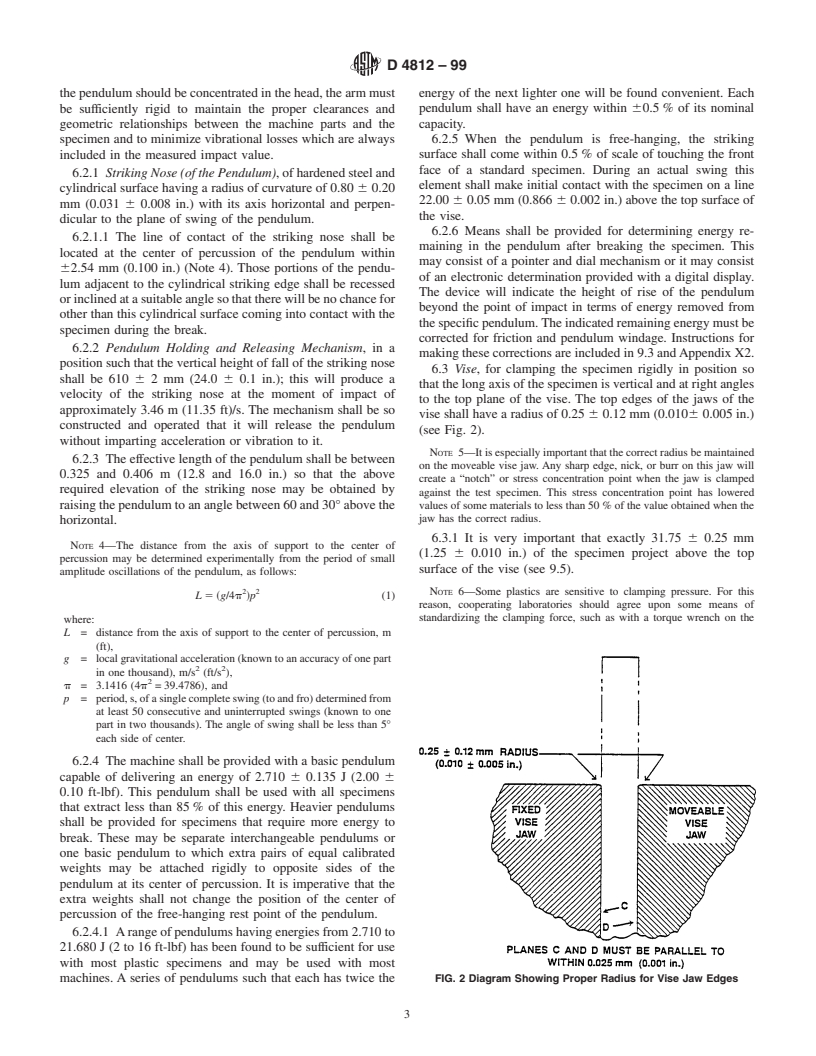 ASTM D4812-99 - Standard Test Method for Unnotched Cantilever Beam Impact Strength of Plastics