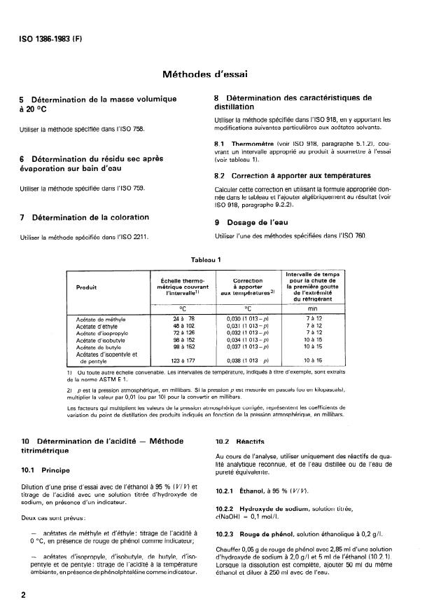 ISO 1386:1983 ISO 1386:1983 - Acétates solvants a usage industriel -- Méthodes d'essai - Page 4 preview