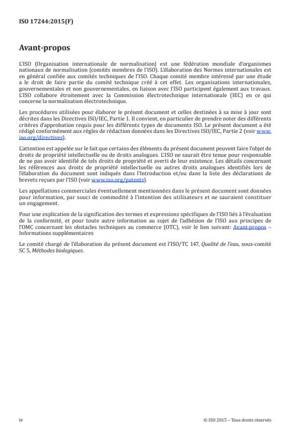 ISO 17244:2015 ISO 17244:2015 - Qualité de l'eau -- Détermination de la toxicité d'échantillons aqueux sur le développement embryo-larvaire de l'huître creuse (Crassostrea gigas) et de la moule (Mytilus edulis ou Mytilus galloprovincialis) - Page 4 preview