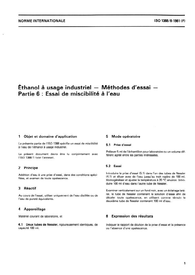 ISO 1388-6:1981 - Éthanol a usage industriel -- Méthodes d'essai