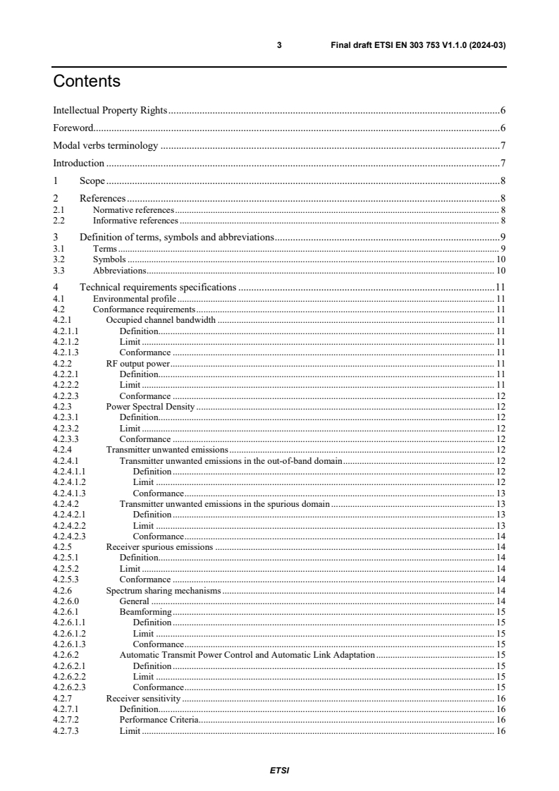 ETSI EN 303 753 V1.1.0 (2024-03) - Wideband Data Transmission Systems (WDTS) for Mobile and Fixed Radio Equipment operating in the 57 - 71 GHz band;  Harmonised Standard for access to radio spectrum