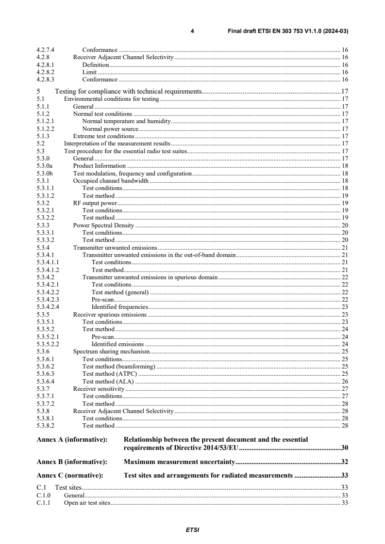 SIST EN 303 753 V1.1.1:2024 ETSI EN 303 753 V1.1.0 (2024-03) - Wideband Data Transmission Systems (WDTS) for Mobile and Fixed Radio Equipment operating in the 57 - 71 GHz band; Harmonised Standard for access to radio spectrum - Page 4 preview