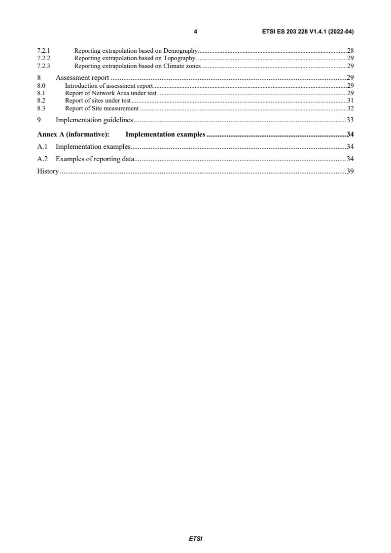 SIST ES 203 228 V1.4.1:2022 ETSI ES 203 228 V1.4.1 (2022-04) - Environmental Engineering (EE); Assessment of mobile network energy efficiency - Page 4 preview
