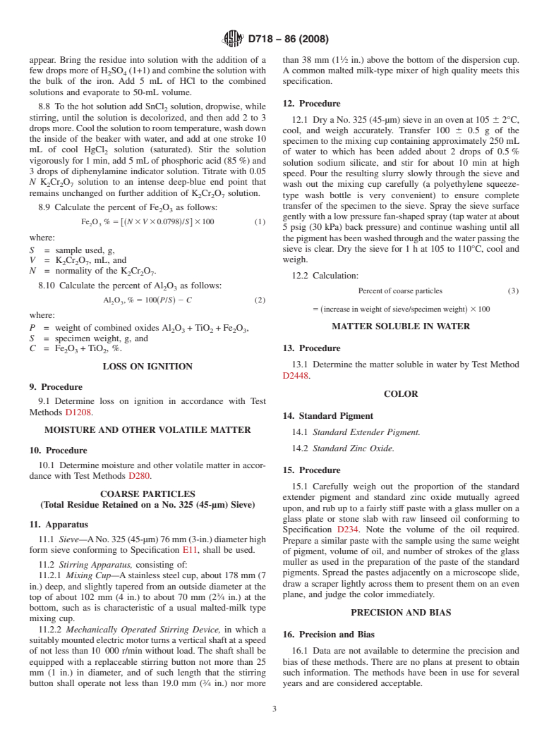 ASTM D718-86(2008) - Standard Test Methods for  Analysis of Aluminum Silicate Pigment