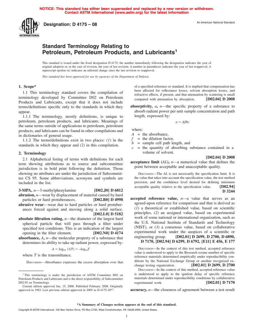 ASTM D4175-08 - Standard Terminology Relating to Petroleum, Petroleum Products, and Lubricants