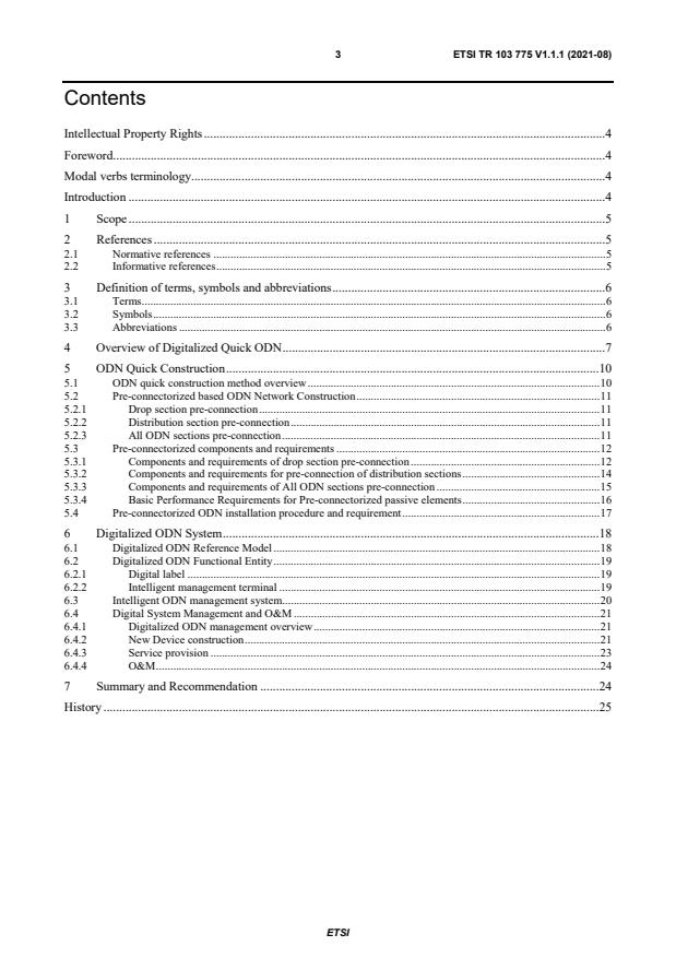 ETSI TR 103 775 V1.1.1 (2021-08) - Access, Terminals, Transmission and Multiplexing (ATTM); Optical Distribution Network (ODN) Quick Construction and Digitalization