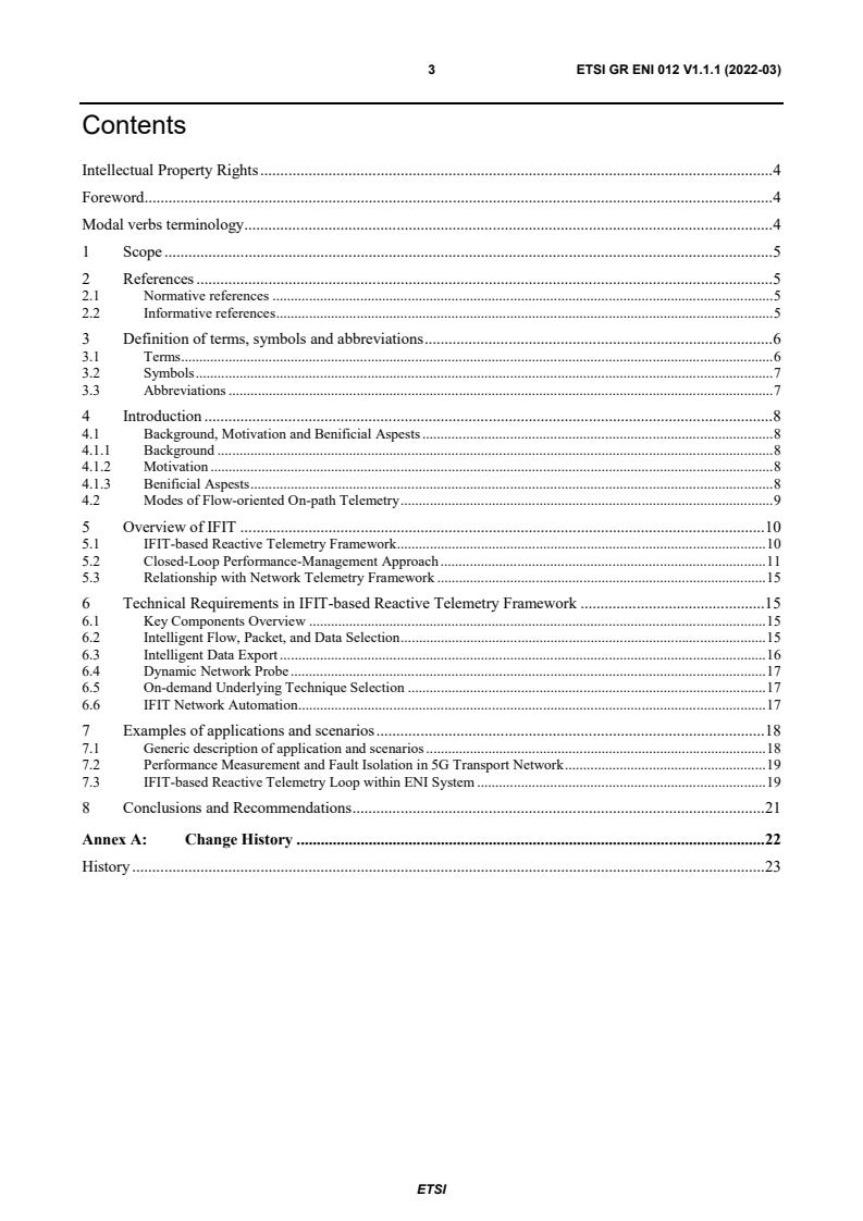 ETSI GR ENI 012 V1.1.1 (2022-03) - Experiential Networked Intelligence (ENI); Reactive In-situ Flow Information Telemetry