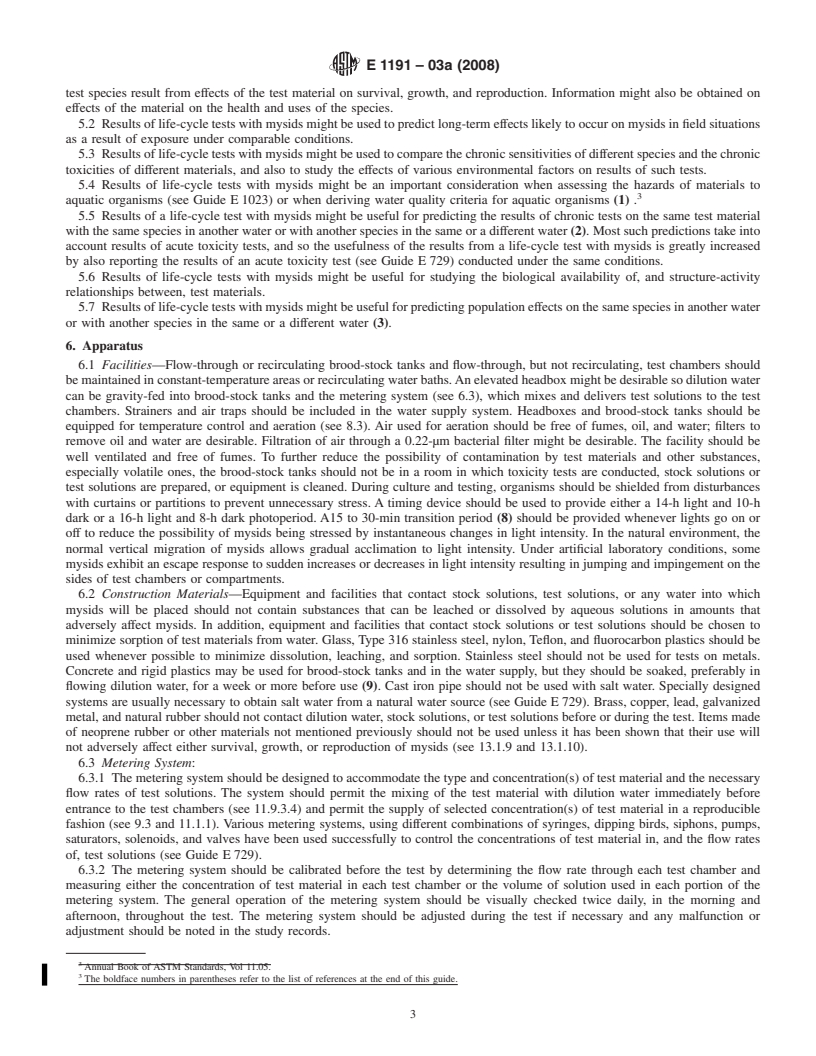 REDLINE ASTM E1191-03a(2008) - Standard Guide for Conducting Life-Cycle Toxicity Tests with Saltwater Mysids