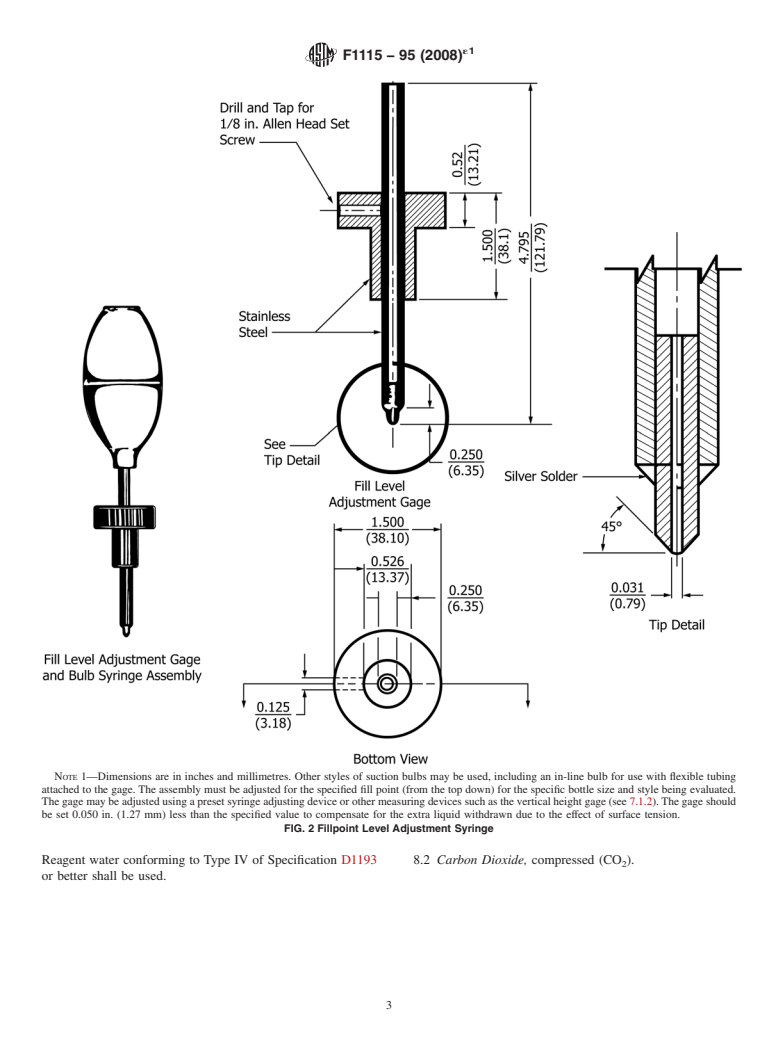 ASTM F1115-95(2008)e1 - Standard Test Method for Determining the Carbon Dioxide Loss of Beverage Containers