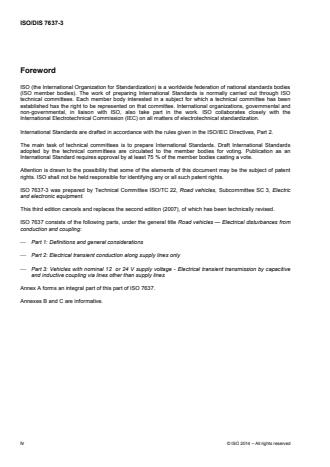 ISO 7637-3:2016 ISO 7637-3:2016 - Road vehicles -- Electrical disturbances from conduction and coupling - Page 4 preview