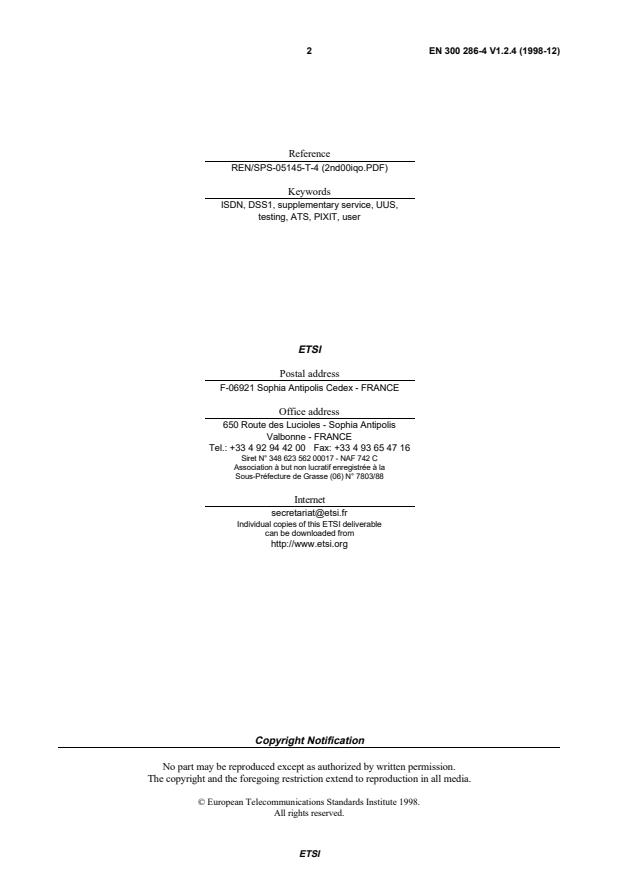 SIST EN 300 286-4 V1.2.4:2005 SIST EN 300 286-4 V1.2.4:2005 - Page 4 preview
