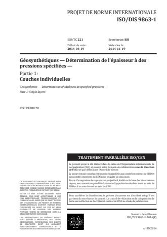 ISO 9863-1:2016 - Géosynthétiques -- Détermination de l'épaisseur a des pressions spécifiées
