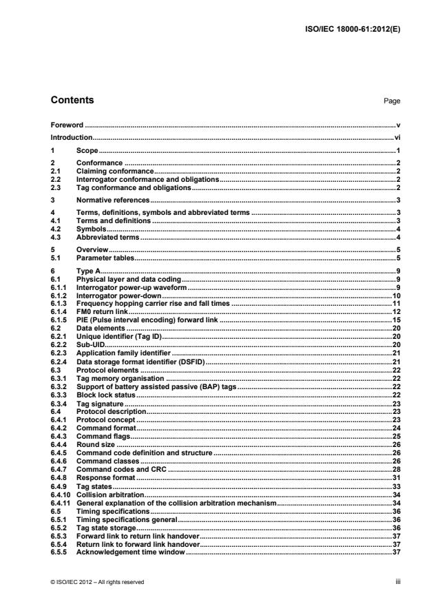 ISO/IEC 18000-61:2012 ISO/IEC 18000-61:2012 - Information technology -- Radio frequency identification for item management - Page 3 preview