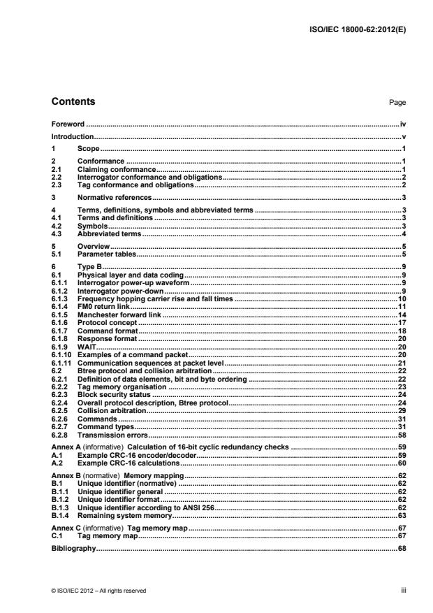 ISO/IEC 18000-62:2012 ISO/IEC 18000-62:2012 - Information technology -- Radio frequency identification for item management - Page 3 preview