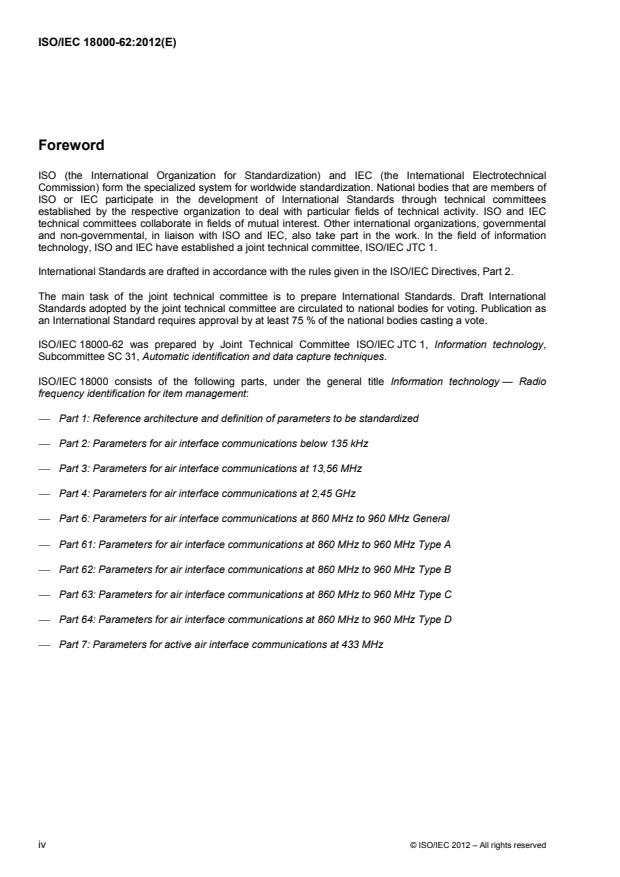 ISO/IEC 18000-62:2012 ISO/IEC 18000-62:2012 - Information technology -- Radio frequency identification for item management - Page 4 preview